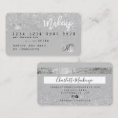 Kredietkaart zilver glitter grijs monogram visitekaartje (Voorkant / Achterkant)