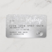 Kredietkaart zilver glitter-haarmonogram visitekaartje (Voorkant)