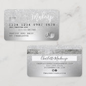 Kredietkaart zilver glitter-haarmonogram visitekaartje (Voorkant / Achterkant)