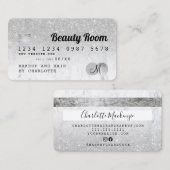 Kredietkaart zilverglitter marmer chic Beauble Visitekaartje (Voorkant / Achterkant)