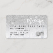 Kredietkaart zilverglitter marmer chic monogram visitekaartje (Voorkant)
