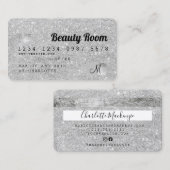 Kredietkaart zilverglitter schoonheidsmonogram visitekaartje (Voorkant / Achterkant)