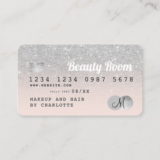 Kredietkaart zilverglitter visitekaartje (Voorkant)