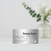 Kredietkaart zilvervormig monogram visitekaartje (Staand voorkant)