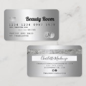 Kredietkaart zilvervormig monogram visitekaartje (Voorkant / Achterkant)