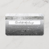 Kredietkaart zwart glitter marmer-zwart monogram visitekaartje (Achterkant)