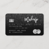 Kredietkaarthaar make-up zwart glitter monogram visitekaartje (Voorkant)