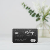 Kredietkaarthaar make-up zwart glitter monogram visitekaartje (Staand voorkant)