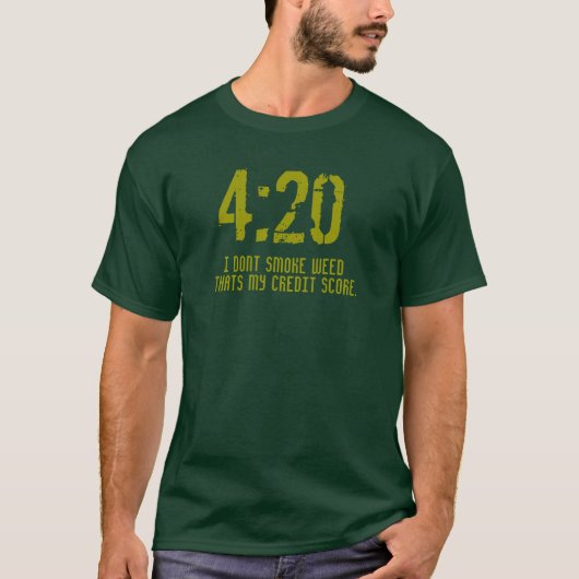 "Kredietscore 4:20" op shirt (Voorkant)