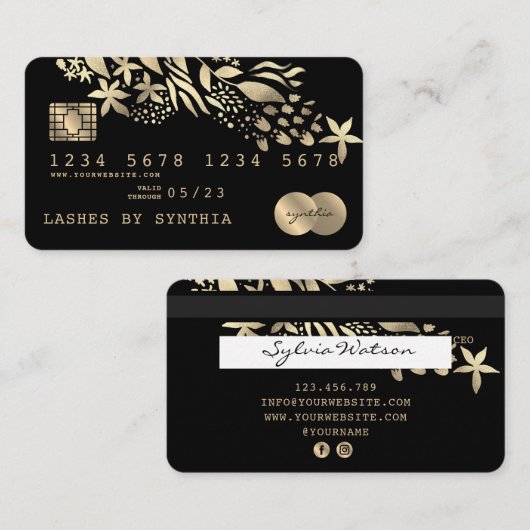 Kredietverlener met Floral Gold Kaart Visitekaartje (Voorkant / Achterkant)