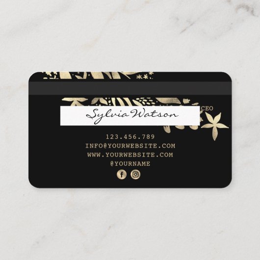 Kredietverlener met Floral Gold Kaart Visitekaartje (Achterkant)