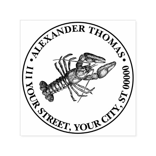 kreeft #1 tekening naam retouradres zelfinktende stempel (Design)