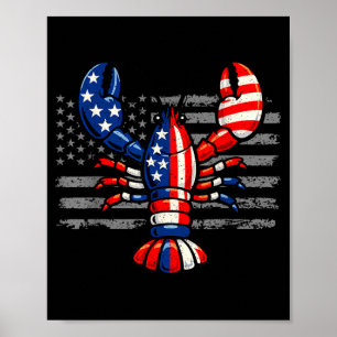 Kreeft Amerikaanse Vlag Patriottische Zeevruchten Poster