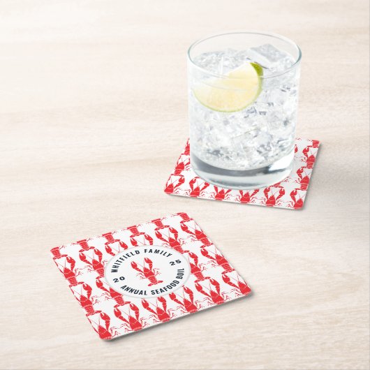 Kreeft Bake Pattern Seafood Boil Kartonnen Onderzetters (Insitu)