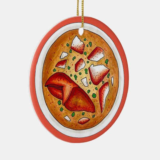 Kreeft Bisque Soep Vis en zeevruchten Voeding Koke Keramisch Ornament (Rechts)