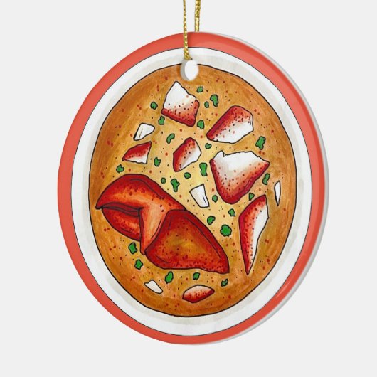 Kreeft Bisque Soep Vis en zeevruchten Voeding Koke Keramisch Ornament (Links)