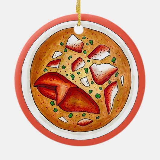 Kreeft Bisque Soep Vis en zeevruchten Voeding Koke Keramisch Ornament (Achterkant)