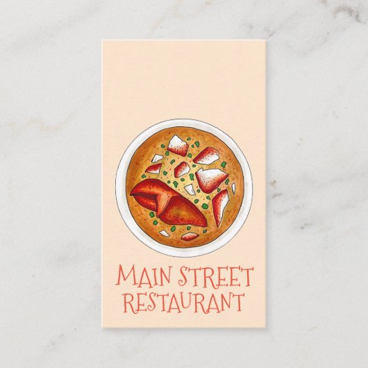 Kreeft Bisque Soep Vis en zeevruchten Voedsel Rest Visitekaartje (Voorkant)