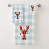 Kreeft Blauw Check Gingham Patroon Badhanddoek Set Bad Handdoek (Insitu)