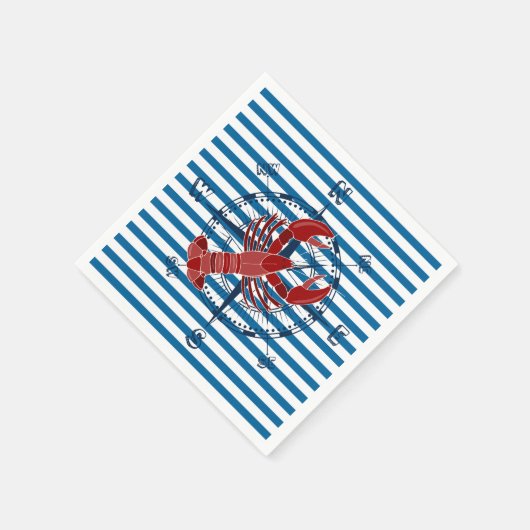 Kreeft Blauw en Wit Horizontale Streep Servetten (Hoek)