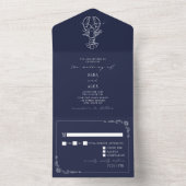 kreeft blauw RSVP Boerderij bruiloft All In One Uitnodiging (Binnen)