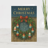 Kreeft Boei Krans Kerst Kaart (Voorkant)