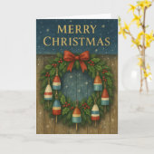 Kreeft Boei Krans Kerst Kaart (Gele Bloem)