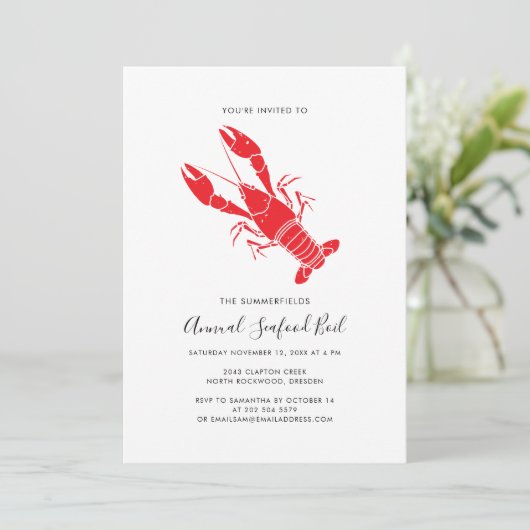 Kreeft Boil Seafood Cookout Party Kaart (Staand voorkant)