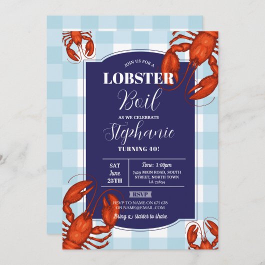 Kreeft Boil Verjaardagsfeestje Marine Zeevruchten Kaart (Voorkant / Achterkant)