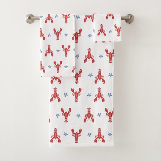 Kreeft die zich settelt bij Preppy Zeekust Bad Handdoek (Insitu)