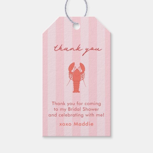 Kreeft Doodle Roze Rood Vrijgezellenfeest Favoriet Cadeaulabel (Voorkant)