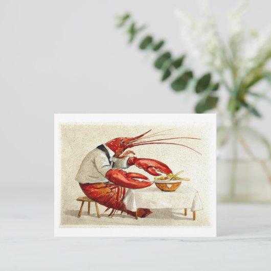  kreeft eet salade Briefkaart (Staand voorkant)