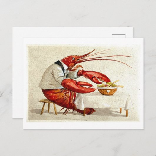  kreeft eet salade Briefkaart (Voorkant / Achterkant)