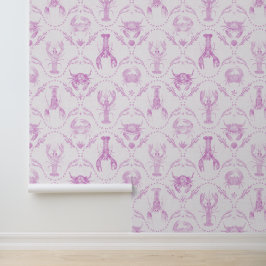 Kreeft en Krabben Licht Roze Preppy Babykamer Behang