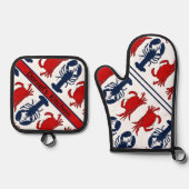 Kreeft en krabben Schaaldieren Zeevruchten Ovenwant & Pannenlap Set (Voorkant)