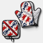 Kreeft en krabben Schaaldieren Zeevruchten Ovenwant & Pannenlap Set (Voorkant / Achterkant)