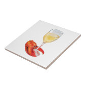 Kreeft en wijn tegeltje (Zijkant)