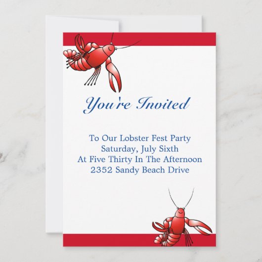 kreeft feest uitnodiging (Voorkant)