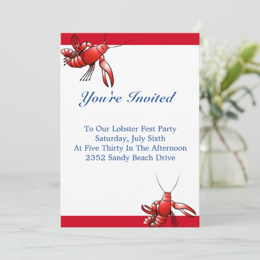 kreeft feest uitnodiging (Staand voorkant)