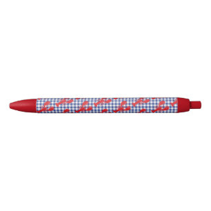 Kreeft Gingham Kust Maine Pret Blauwe Inkt Pen