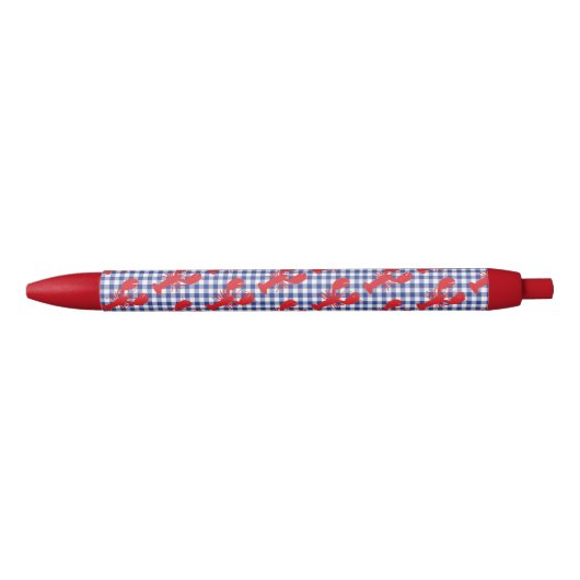 Kreeft Gingham Kust Maine Pret Blauwe Inkt Pen (Voorkant)