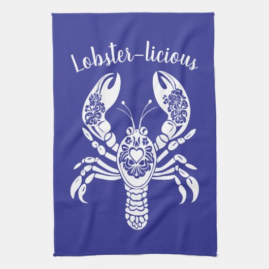 Kreeft-Hawaiiaanse-visser Core-Blue Theedoek (Verticaal)