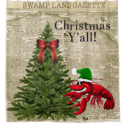  kreeft Het is Kerstmis Y'all Douchegordijn (Voorkant)