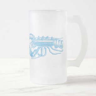 Kreeft in babyblauw matglas bierpul