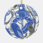 Kreeft in blauw Sierkussen Keramisch Ornament (Voorkant)