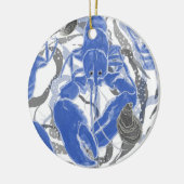 Kreeft in blauw Sierkussen Keramisch Ornament (Links)
