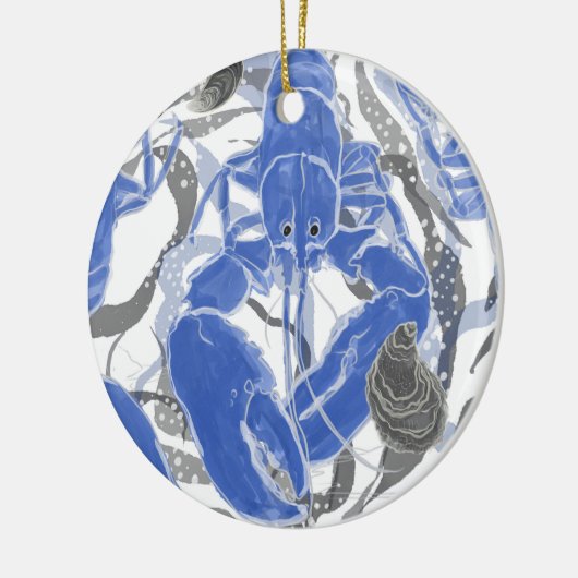 Kreeft in blauw Sierkussen Keramisch Ornament (Links)