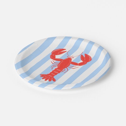 Kreeft in de zomer kustnavigatie uitnodiging papieren bordje (Gekanteld)
