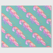  kreeft in het blauwgroen cadeaupapier (Vlak)