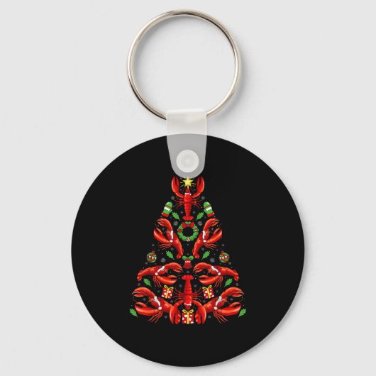 Kreeft Kerst Decoratie Kerstman Hoed Kreeft Kerstm Sleutelhanger (Voorkant)